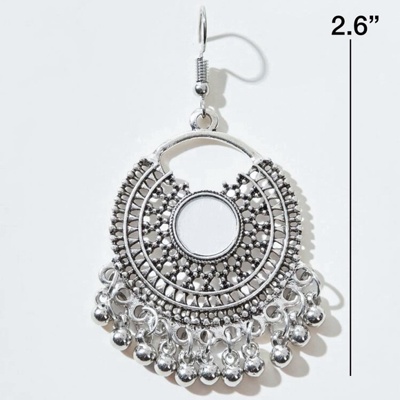 Any 3/$25! Silver Boho Mirrored Fringe Drop Earrings - Picture 5 of 7